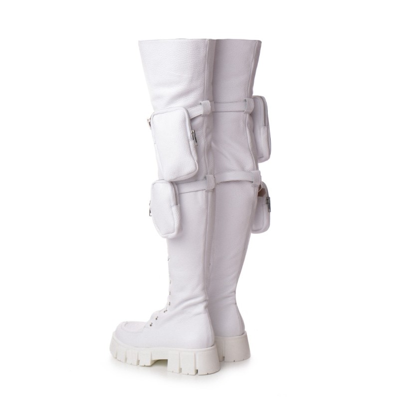 Bocanci Pocket White Platforma Bocanci Pocket White Platforma