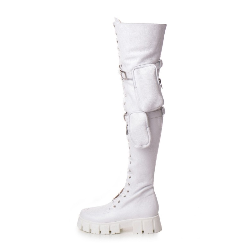 Bocanci Pocket White Platforma Bocanci Pocket White Platforma
