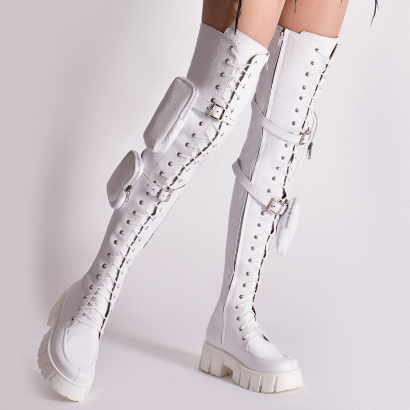 Bocanci Pocket White Platforma Bocanci Pocket White Platforma