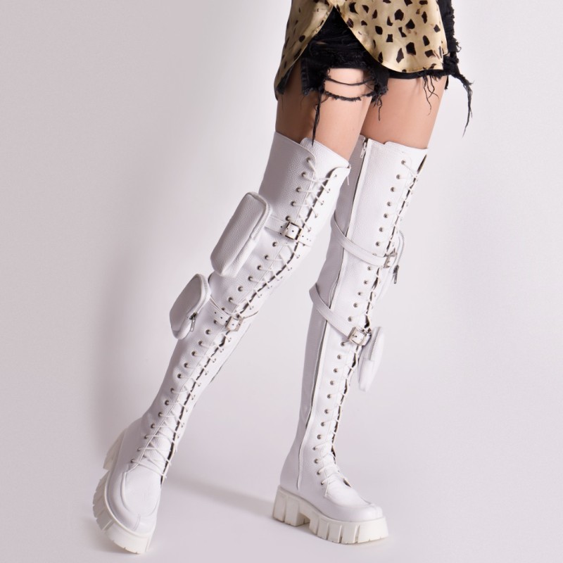 Bocanci Pocket White Platforma Bocanci Pocket White Platforma