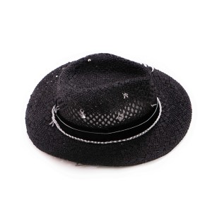 Palarie Neagra De Vara Cu Accesorii Argintii