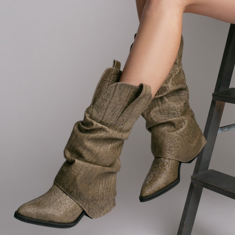 LIMITED EDITION Ciocate piele naturala de dama Mini Myko Kaki LIMITED EDITION Ciocate piele naturala de dama Mini Myko Kaki