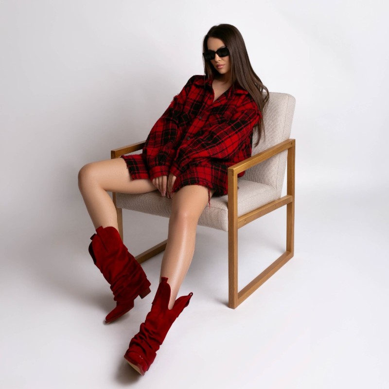 Ciocate piele intoarsa de dama Mini Myko Red