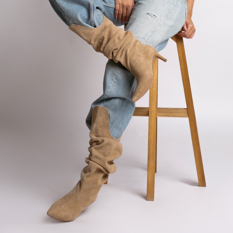 24h Botine dama Addinish  Sand din piele naturala intoarsa