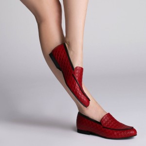 24h Pantofi Nami Red din piele naturala 