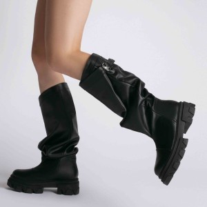 Bocanci piele naturala de dama fronsate Trisha