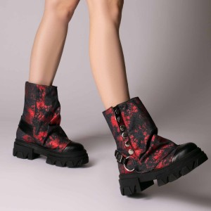 Bocanci Dama Supreme din material de Blug Red