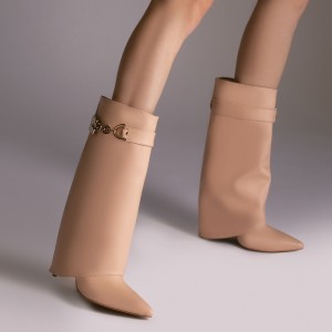 24h Cizme din Piele Karma Mini Nude