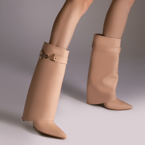 Cizme din Piele Karma Mini Nude