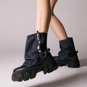 Bocanci Dama Supreme din material de Blug Blue