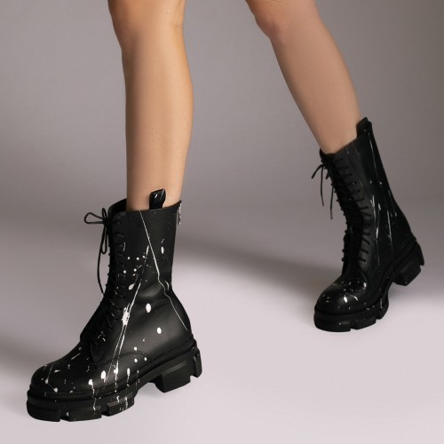 Bocanci Kira Black din piele naturala 