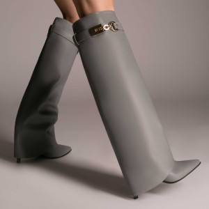 Cizme din Piele Karma Gri