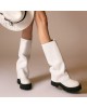 Bocanci Inalti Dama Sabug White din Piele