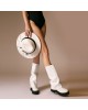 Bocanci Inalti Dama Sabug White din Piele
