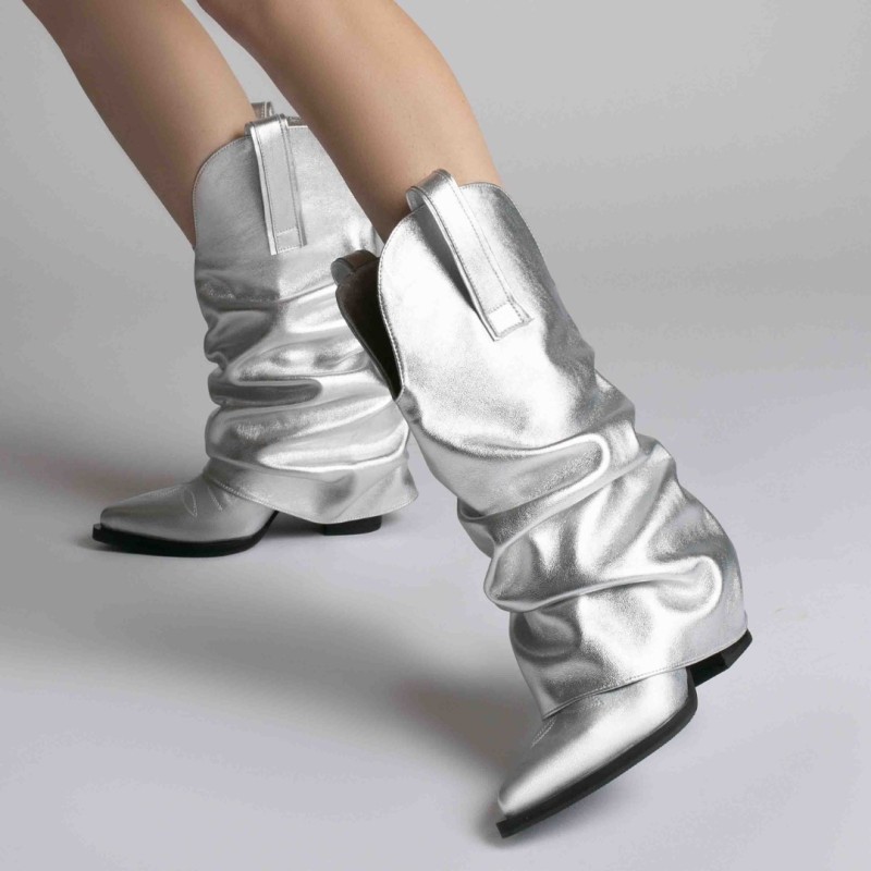Ciocate piele naturala de dama Mini Myko Silver Ciocate piele naturala de dama Mini Myko Silver