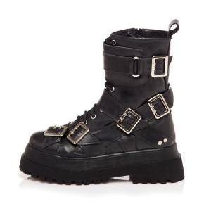 Bocanci Beckie din piele naturala neagra