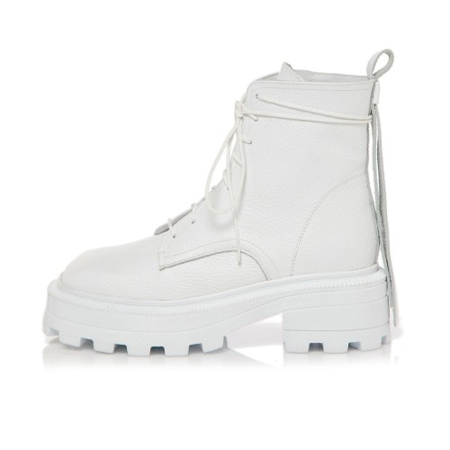 Bocanci Berrie white din piele naturala 